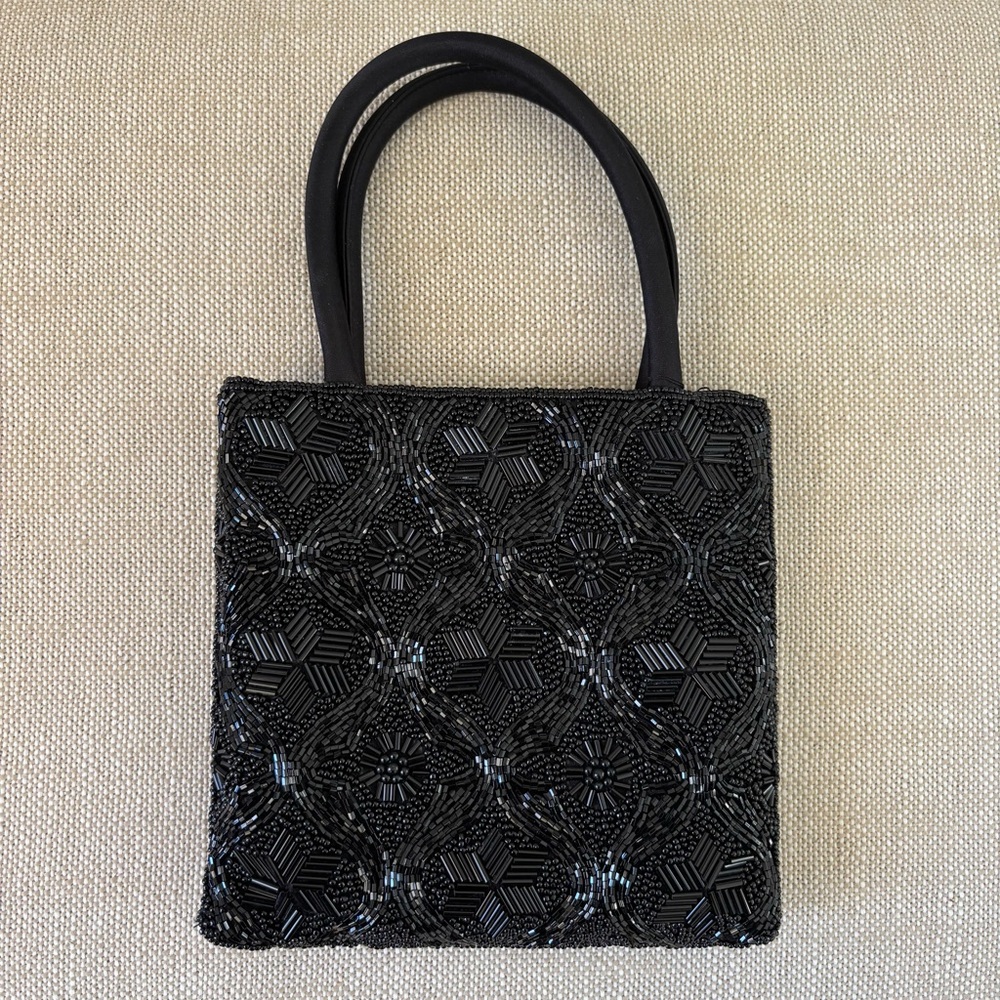 Magid Vintage Beaded Evening Bag NWT Black Intricate Design Lined Snap Closure
